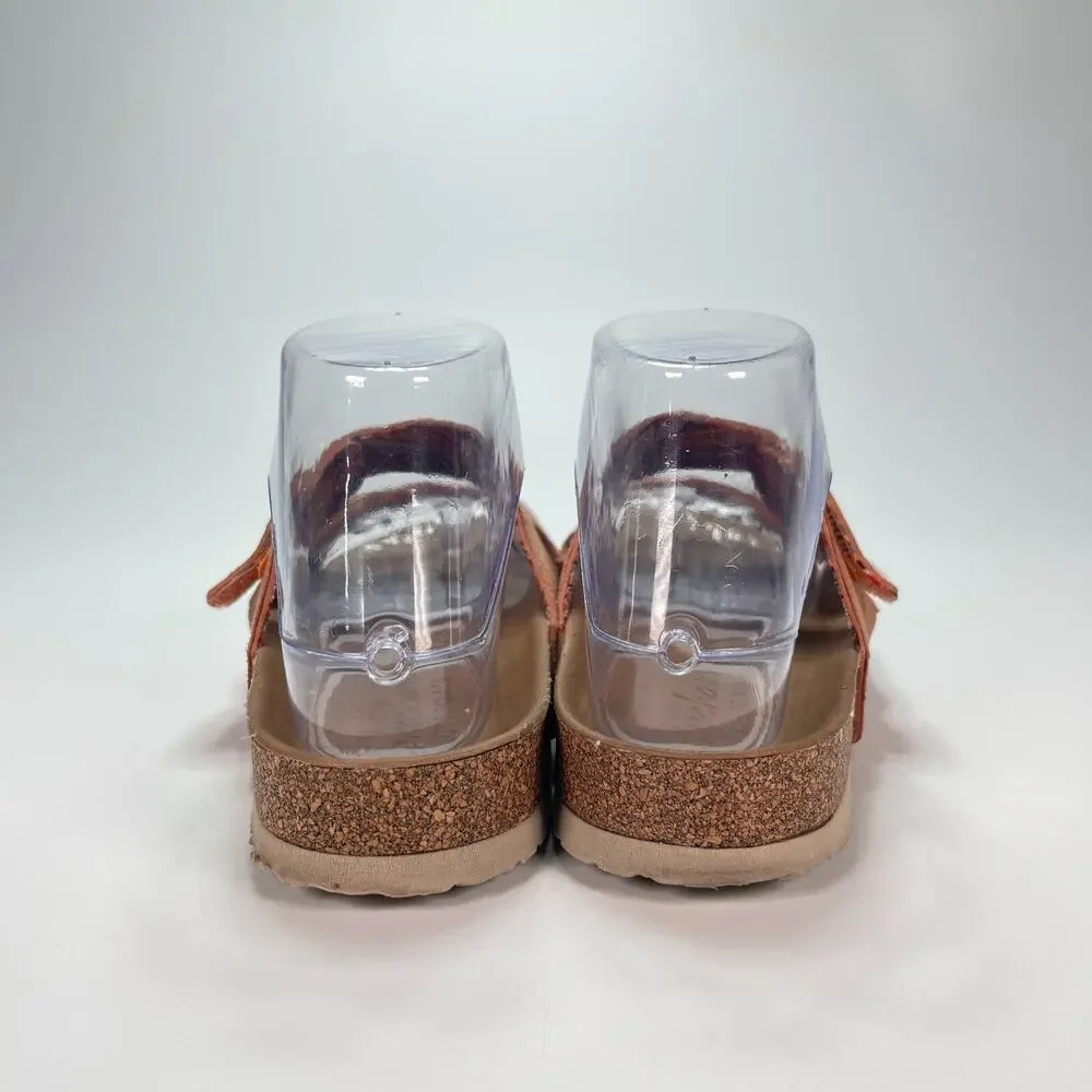 Skechers Luxe Brown Orange Open Toe Slip On Casual Slide Sandals Women's Size 6 - Picture 4 of 11